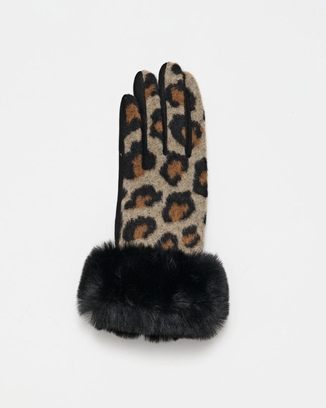 Stella and Gemma Gloves Leopard with Fur