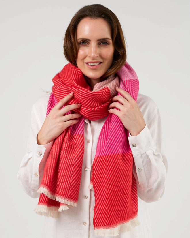 Stella and Gemma Scarf Pink Red Chevron