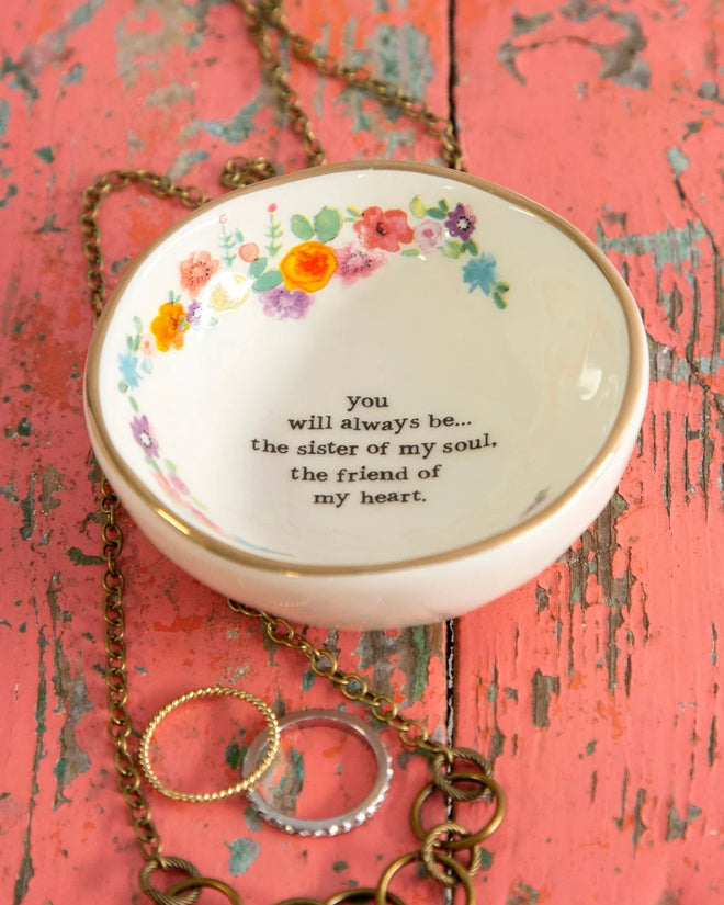 Antiqued Trinket Dish Sister Friend