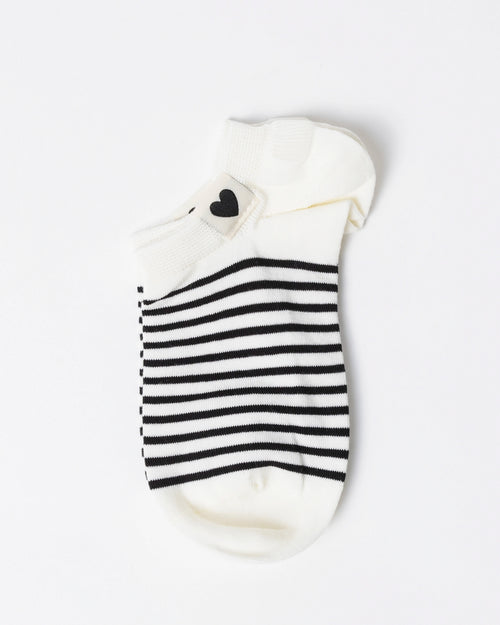 Stella and Gemma Socks Black Stripe with Heart
