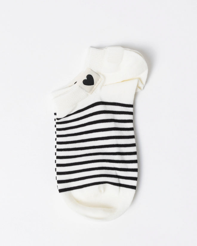 Stella and Gemma Socks Black Stripe with Heart