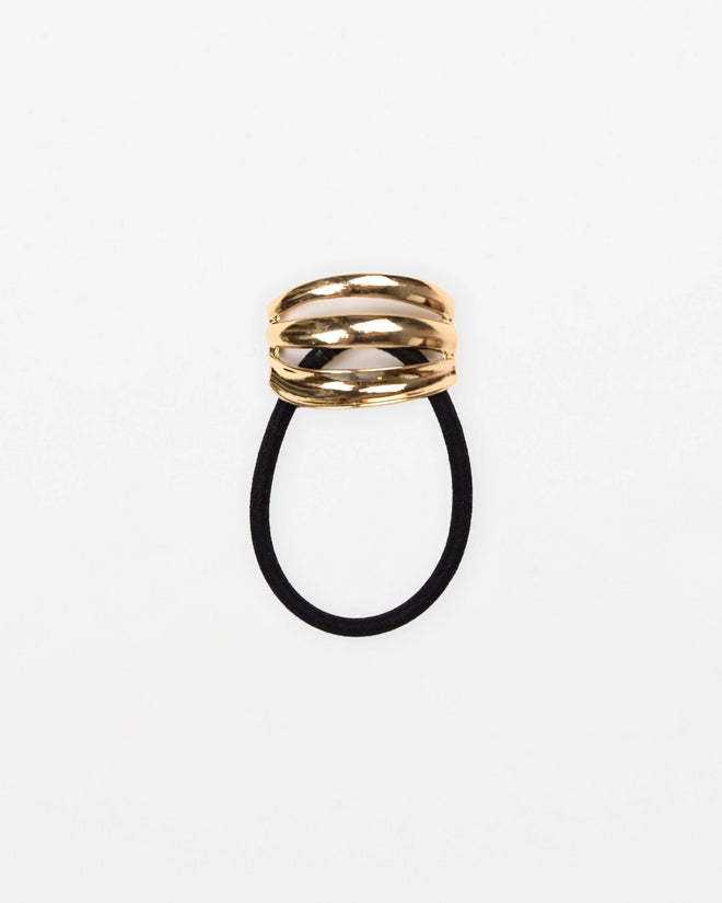 Stella and Gemma Hair Tie Black with Gold Segments
