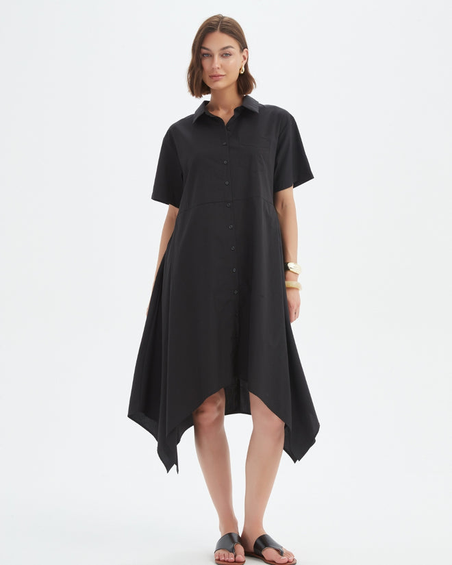 PREORDER - Tirelli Hanky Hem Shirt Dress Black DUE SEPTEMBER