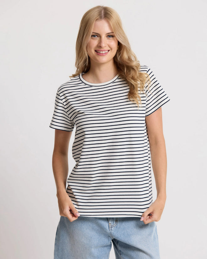 PREORDER - Stella and Gemma Classic T White Navy Stripe DUE SEPTEMBER