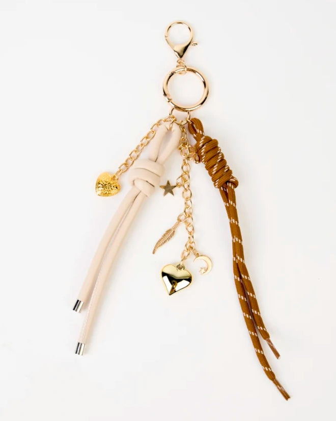 Stella and Gemma Keychain Multi Rope Gold Heart