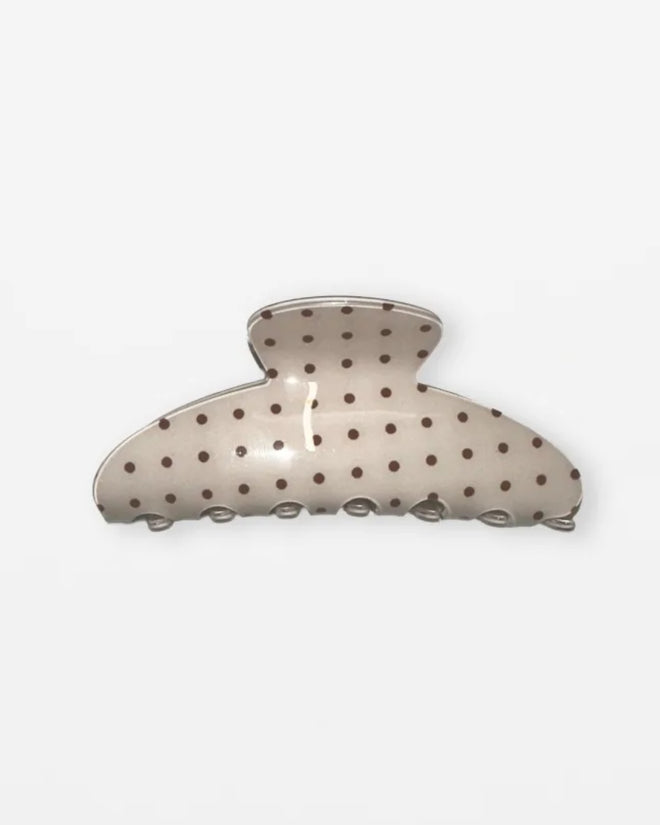 Stella and Gemma Hair Claw Cream Mini Brown Dots