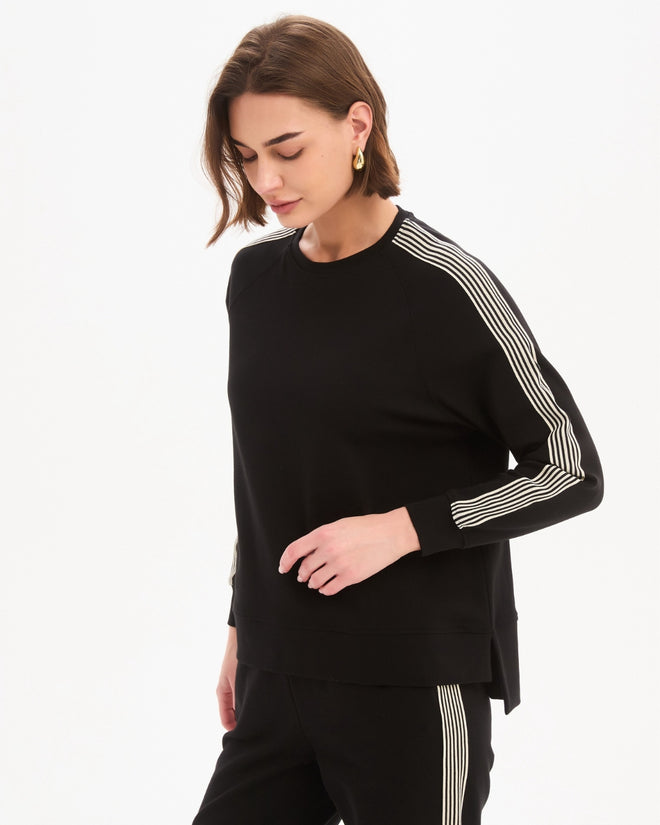 PREORDER - Tirelli Stripe Sleeve Sweatshirt Black Cream Stripe DUE END MAY