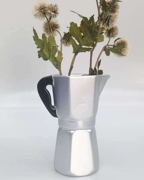 Coffee Pot Vase Silver 16cm