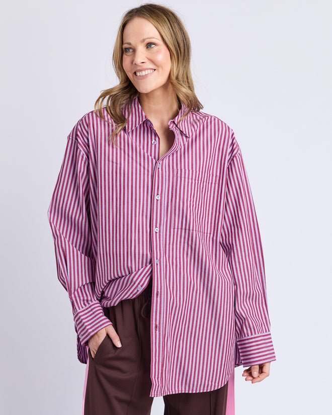 Elm Lila Stripe Shirt Maroon