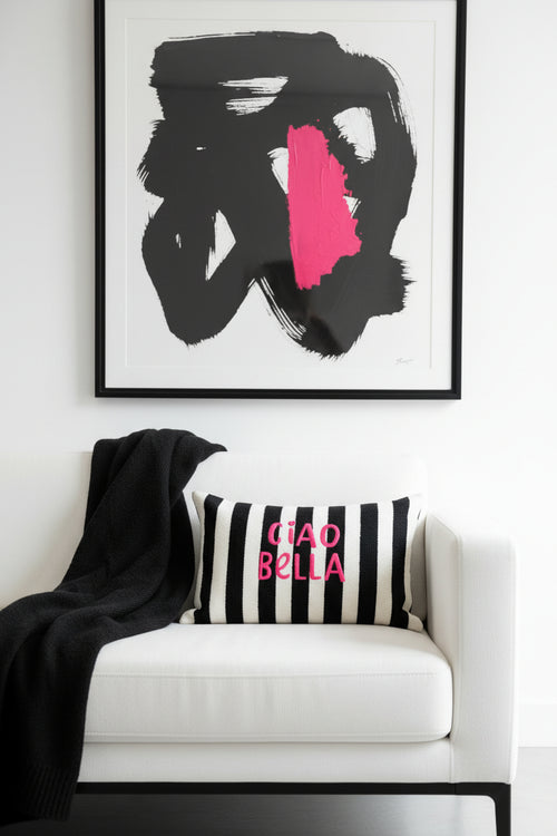 Ciao Bella Cushion Black and White Stripe Rectangle