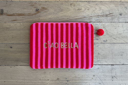 Ciao Bella Red Pink Stripes Laptop Sleeve