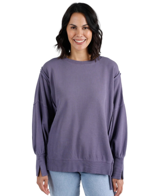 Elm Oversized Crew Sweatshirt Purple