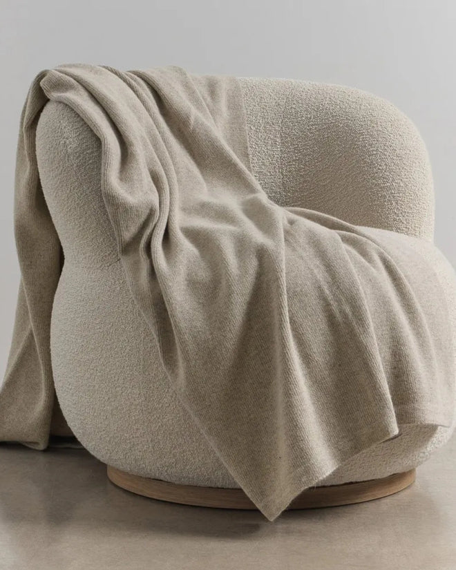 Bemboka Merino Angora Fine Rib Throw Wheat