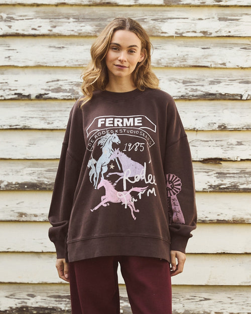 Foxwood Studio Series Rodeo Farm Crew Sweatshirt Coffee