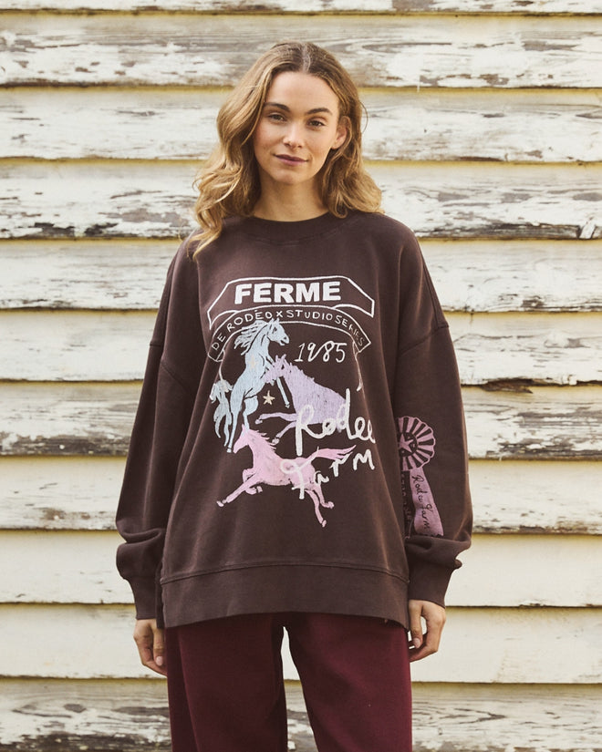 Foxwood Studio Series Rodeo Farm Crew Sweatshirt Coffee