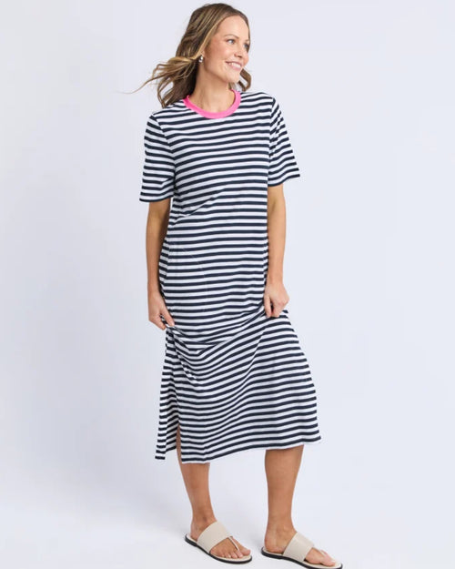 Elm Merry Tee Dress Saphire Neon Rose