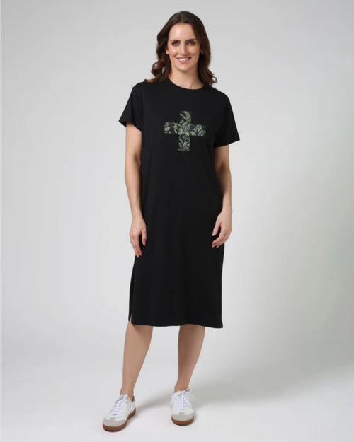 Stella and Gemma Mazie Tee Dress Black Ibiza Bloom