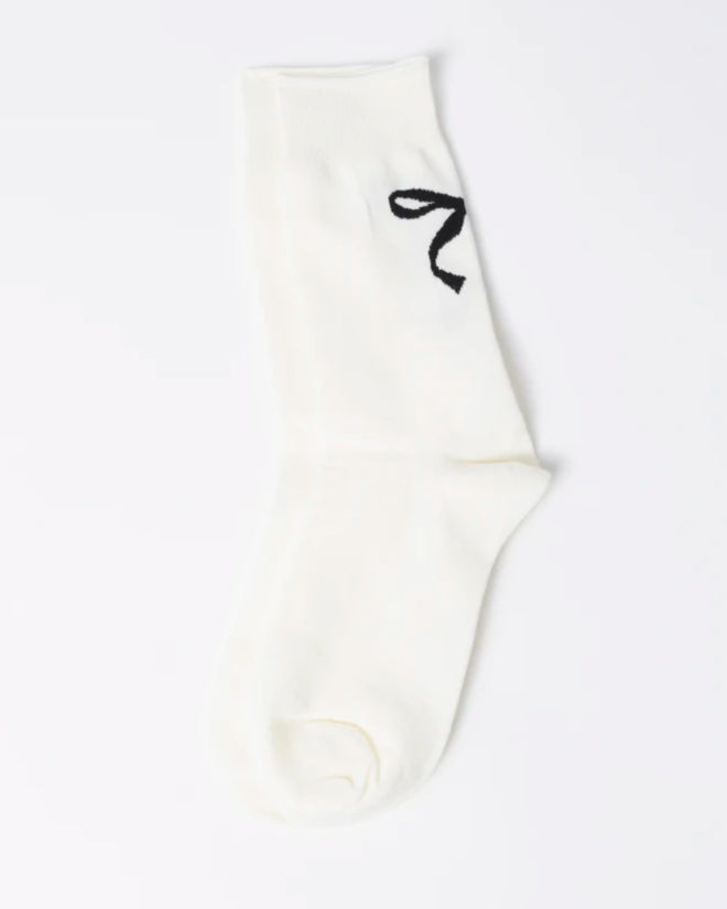 Stella and Gemma Socks White Black Bow