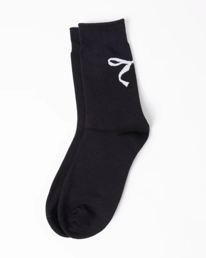 Stella and Gemma Socks Black with Black Bow