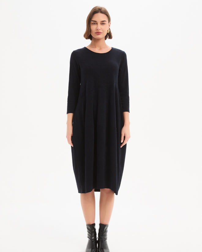 Tirelli Navy Diagonal Seam Combi Dress