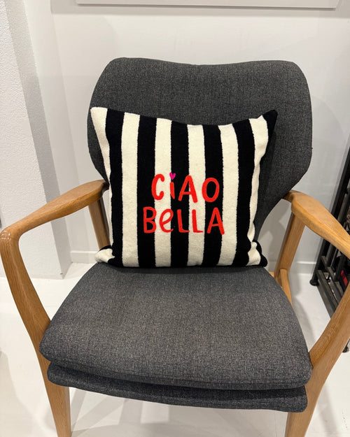 Ciao Bella Cushion Black and White Stripe Square