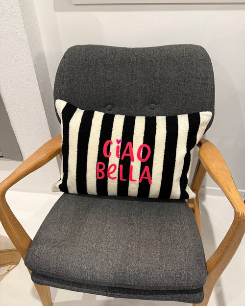 Ciao Bella Cushion Black and White Stripe Rectangle