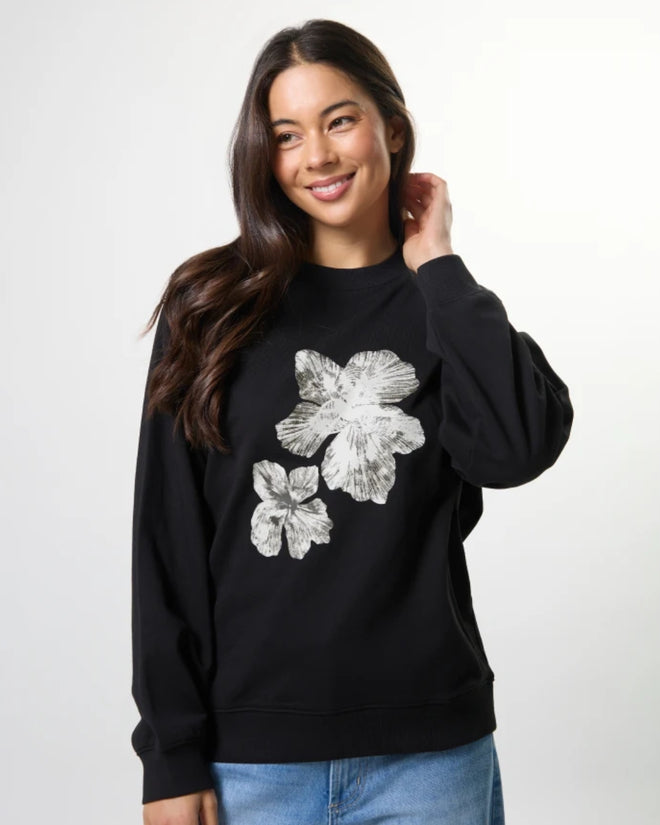 Stella and Gemma Black Cocoa Blooms Essential Sweatshirt