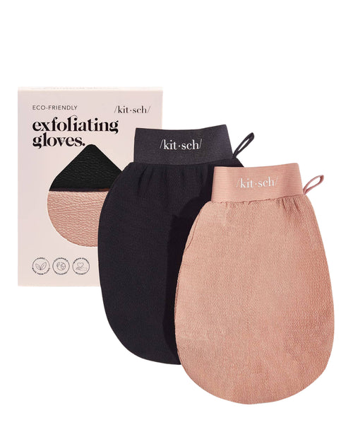 Kitsch Exfoliating Gloves 2pc Set - Black & Terracotta