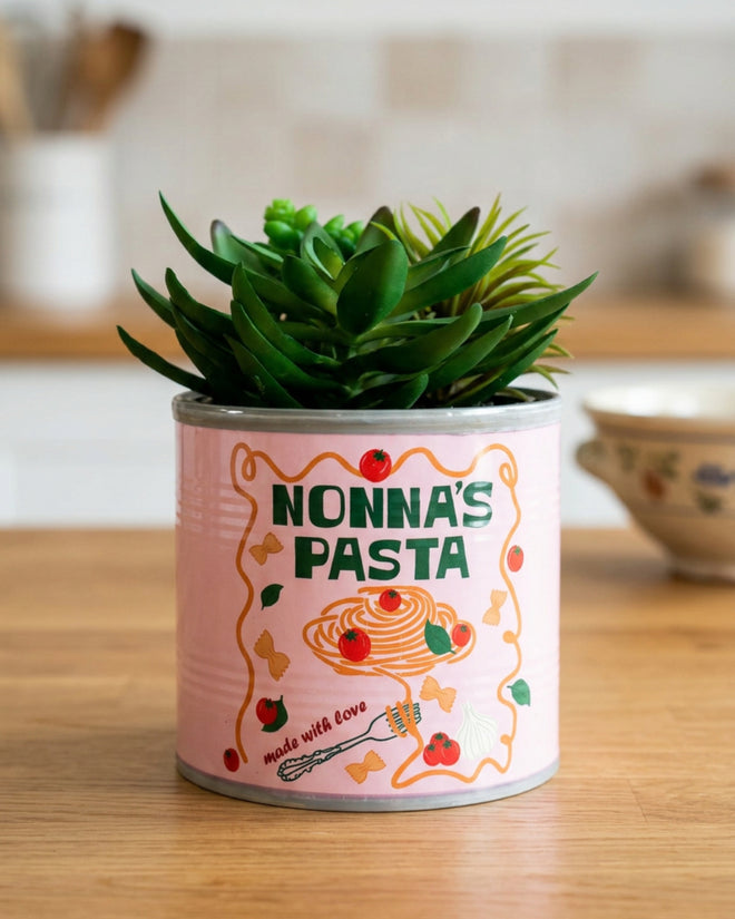 Nonna's Pasta Can Planter Pink 12cm