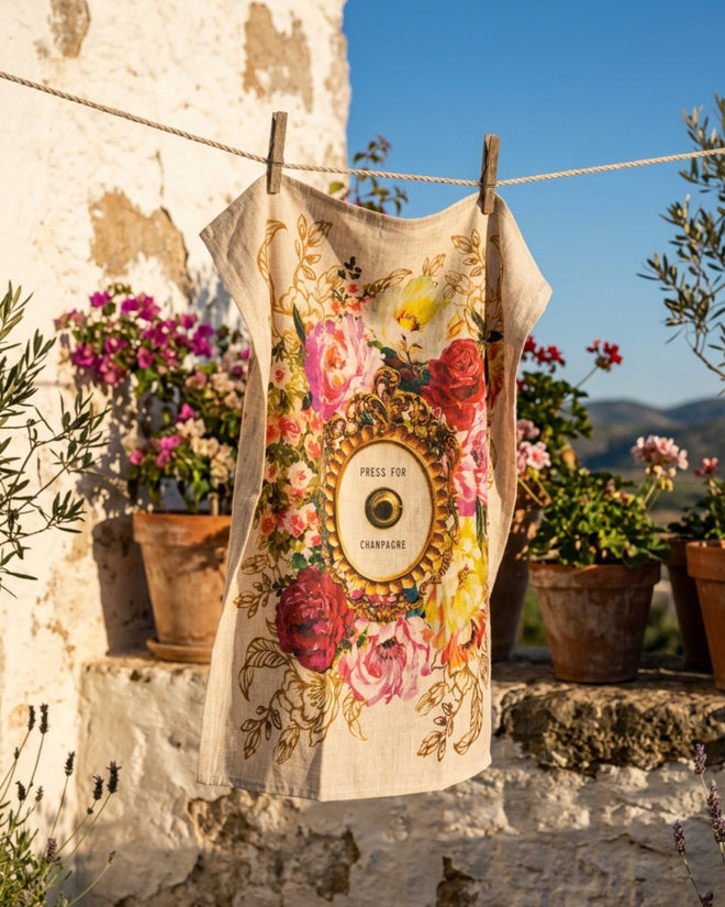 Press for Champagne Pure Linen Tea Towel
