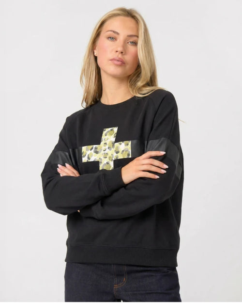 Stella and Gemma Classic Black Leopardess Cross Sweatshirt