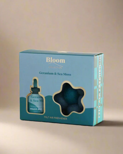 Grace and James Felt Flower Air Freshener Geranium & Sea Moss