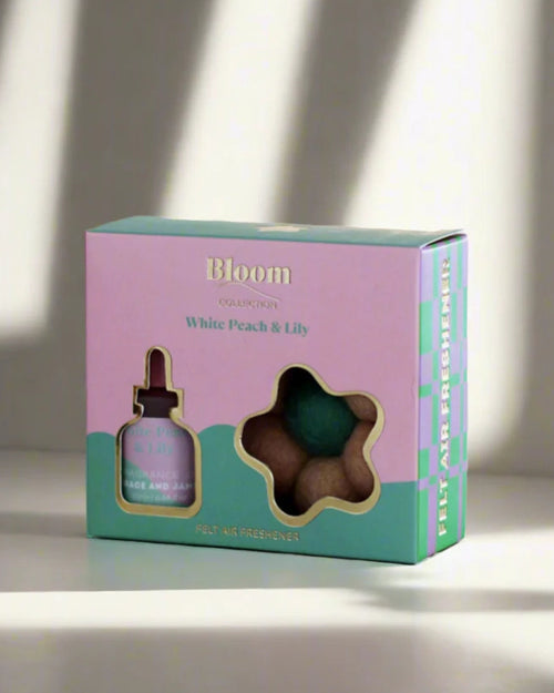 Grace and James Felt Flower Air Freshener White Peach & Lily
