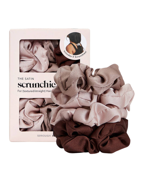 Satin Sleep Scrunchies 5pc- Cameo