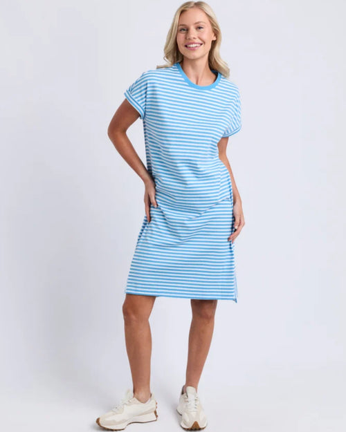 Yarra Stripe Dress Blue Azure Blue