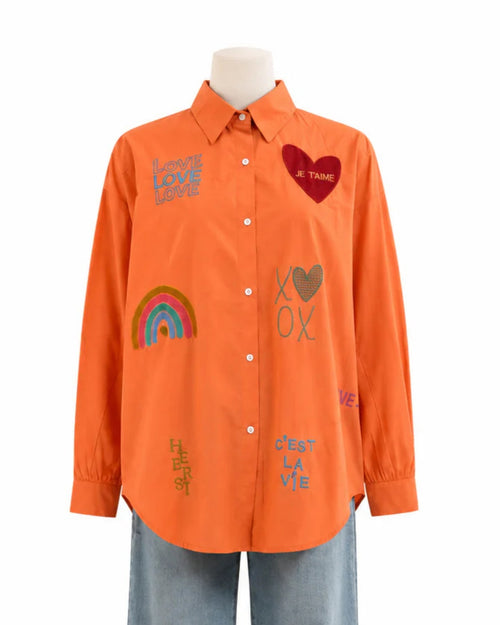 Zoda Emroidered Shirt Orange Je T’Aime Love