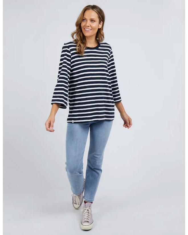 Elm Amelie Stripe 3/4 Sleeve Top Saphire