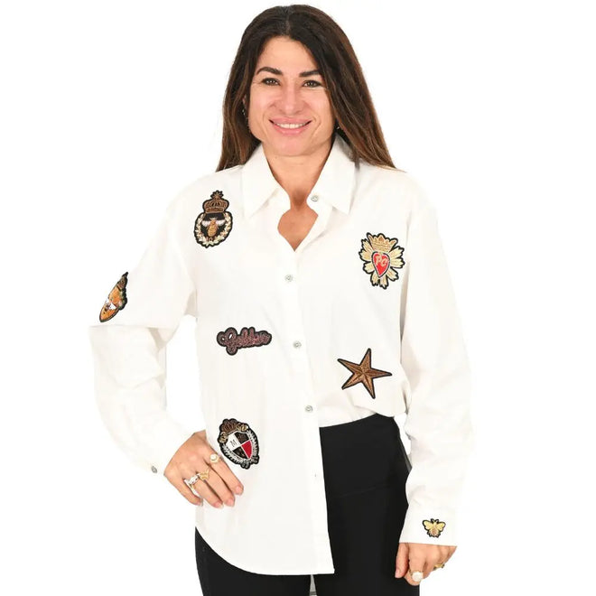 PREORDER - Palm Cove Julia Shirt Crowned Bee White DUE MID JUNE