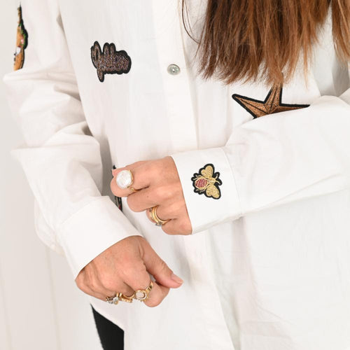 PREORDER - Palm Cove Julia Shirt Crowned Bee White DUE MID JUNE