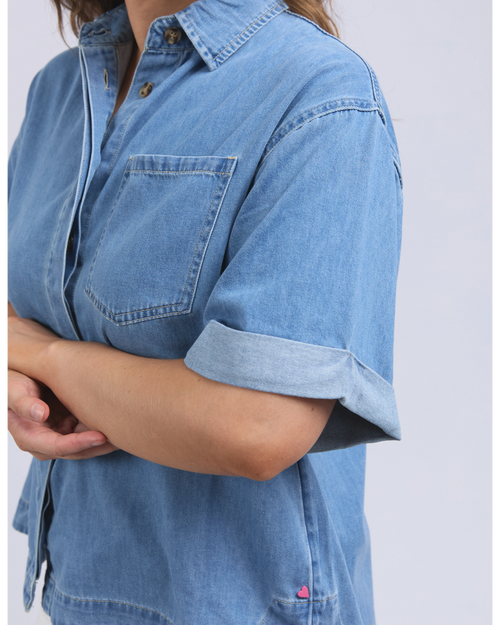 Elm Annika Short Sleeve Denim Shirt