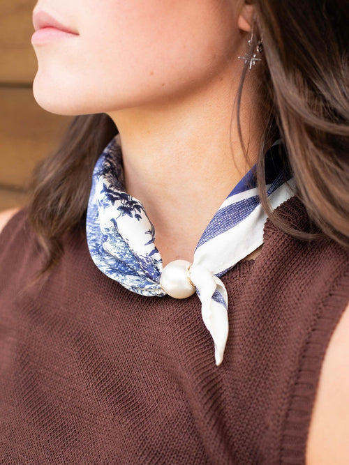 Anter Pearl Fasten Neck Tie Scarf Admiral