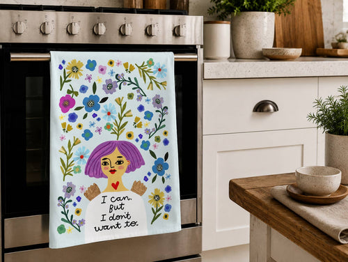I Can, But I Don't Want To Grumpy Angel Dish Towel