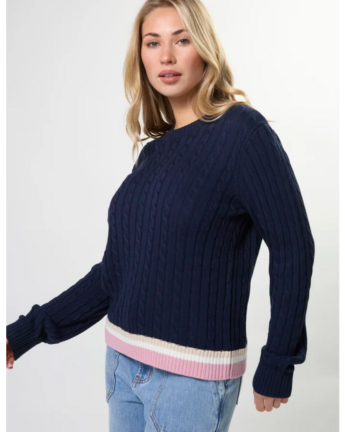 Stella and Gemma Cable Crew Jumper Navy