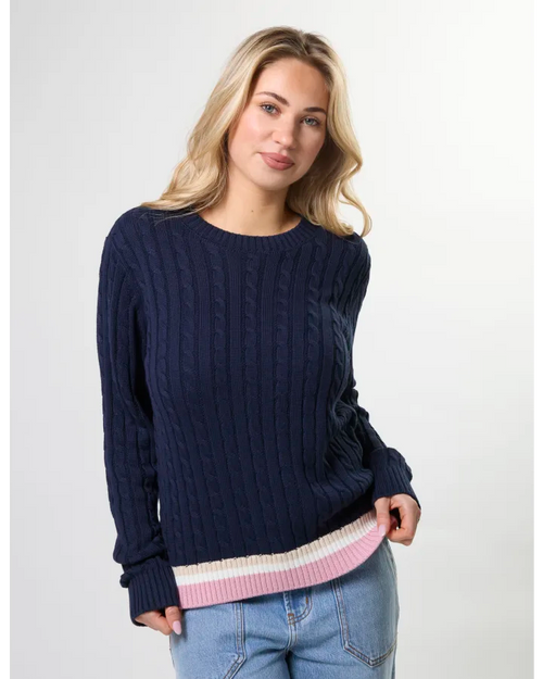 Stella and Gemma Cable Crew Jumper Navy