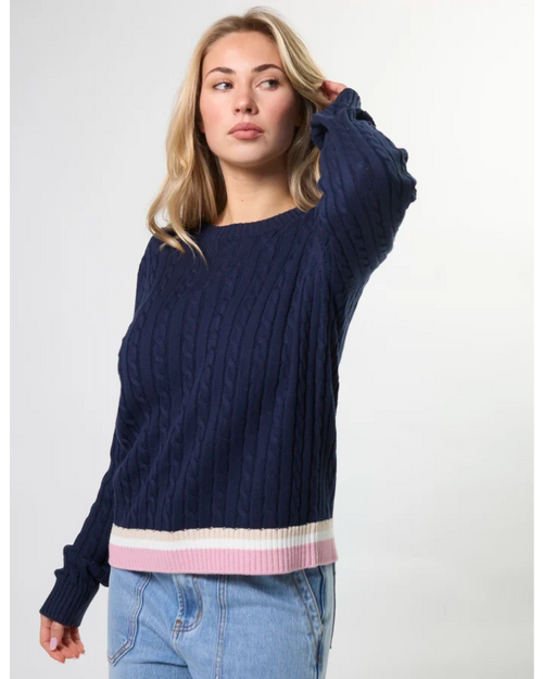 Stella and Gemma Cable Crew Jumper Navy