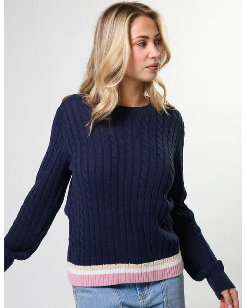Stella and Gemma Cable Crew Jumper Navy