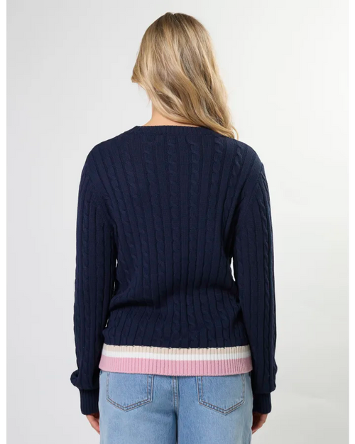 Stella and Gemma Cable Crew Jumper Navy