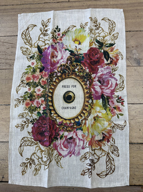Press for Champagne Pure Linen Tea Towel