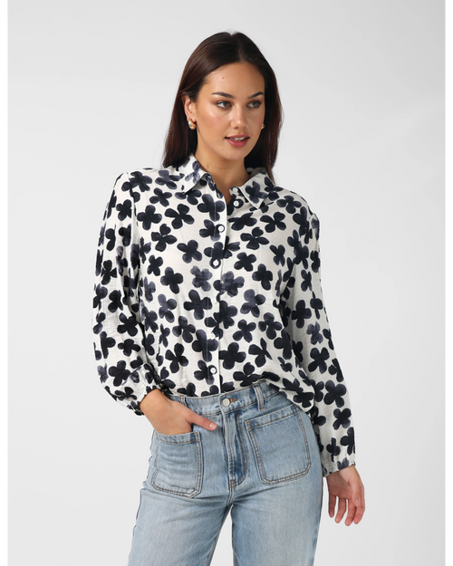 Stella and Gemma Charlotte Shirt Navy Flowers