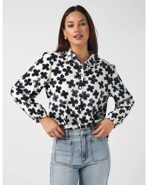 Stella and Gemma Charlotte Shirt Navy Flowers